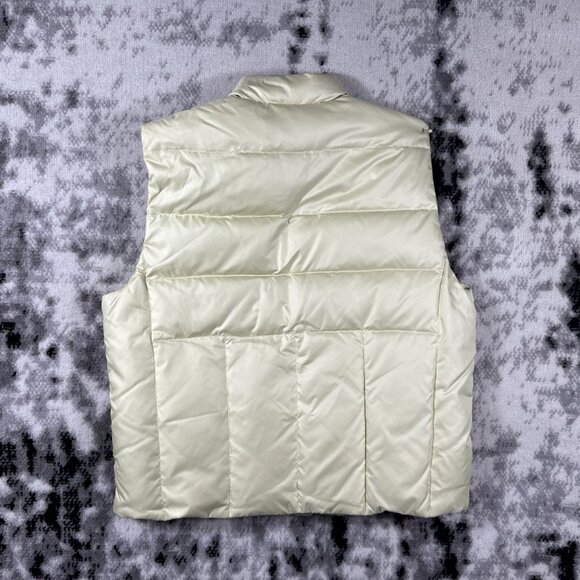 Banana Republic Puffer Vest Womens Size Large Ivory Full Zip Pockets Down Fowl - Picture 2 of 9